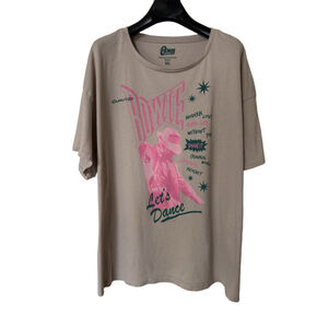 David Bowie Women’s Beige/Pink Let's Dance Graphic Short Sleeve Shirt Sz XXL